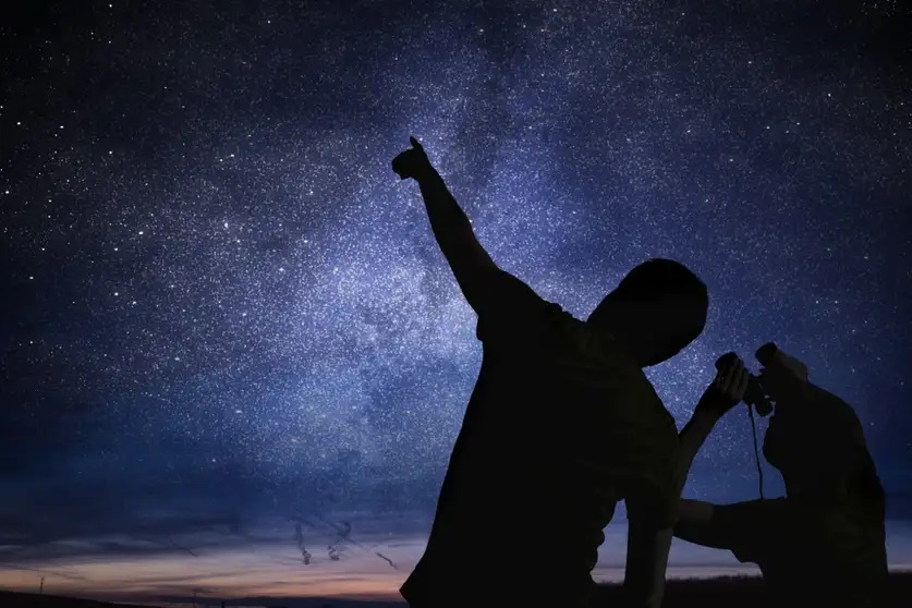 Clear night sky with stars over Serengeti landscape